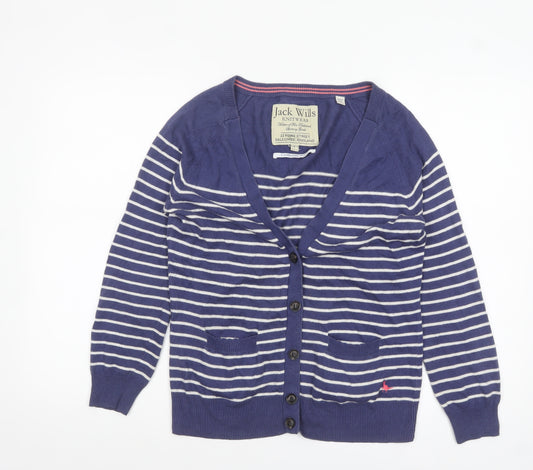 Jack Wills Women’s Blue Striped Cashmere Blend Cardigan UK 10
