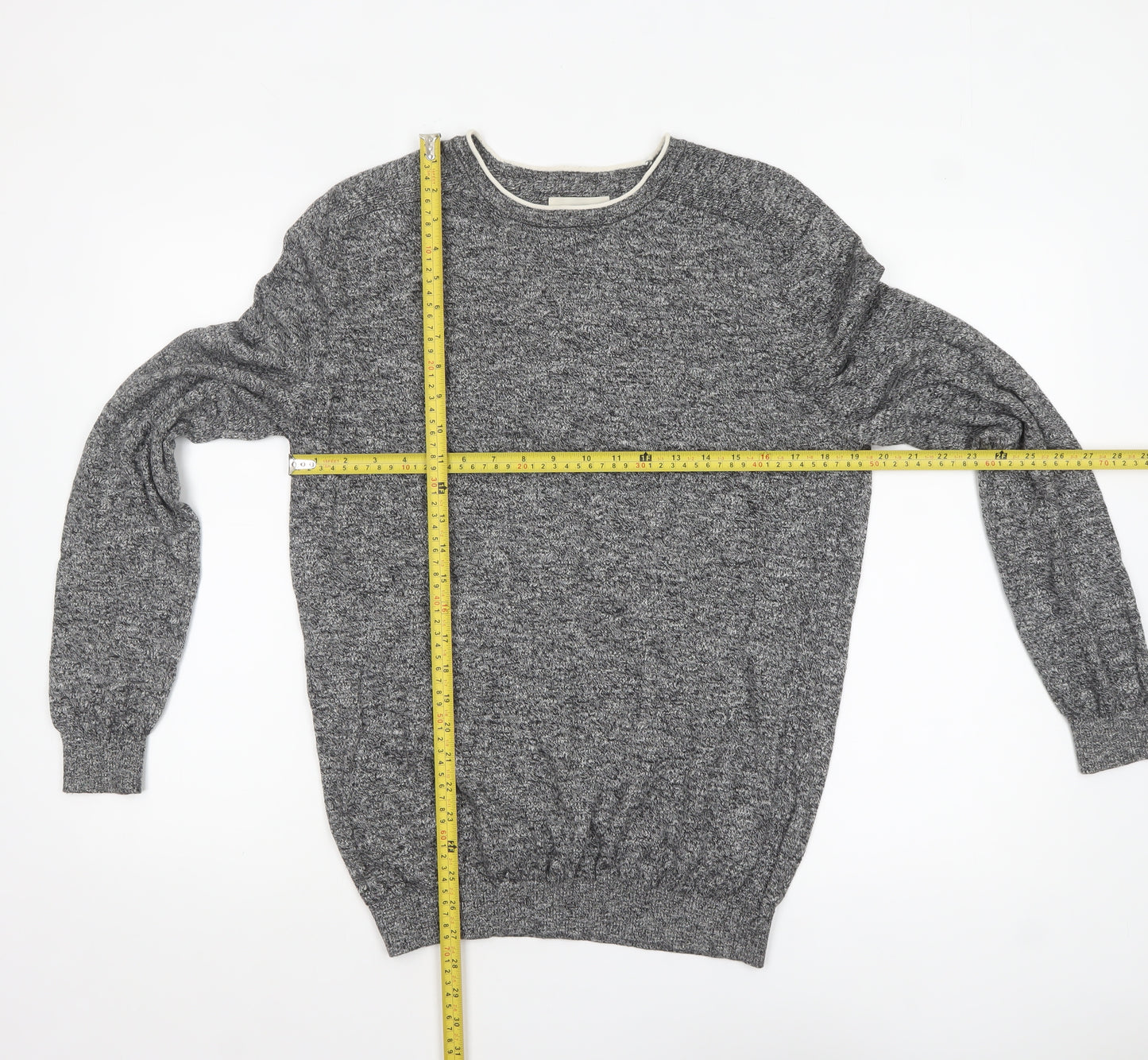 River Island Men's Grey Cotton Crew Neck Jumper M