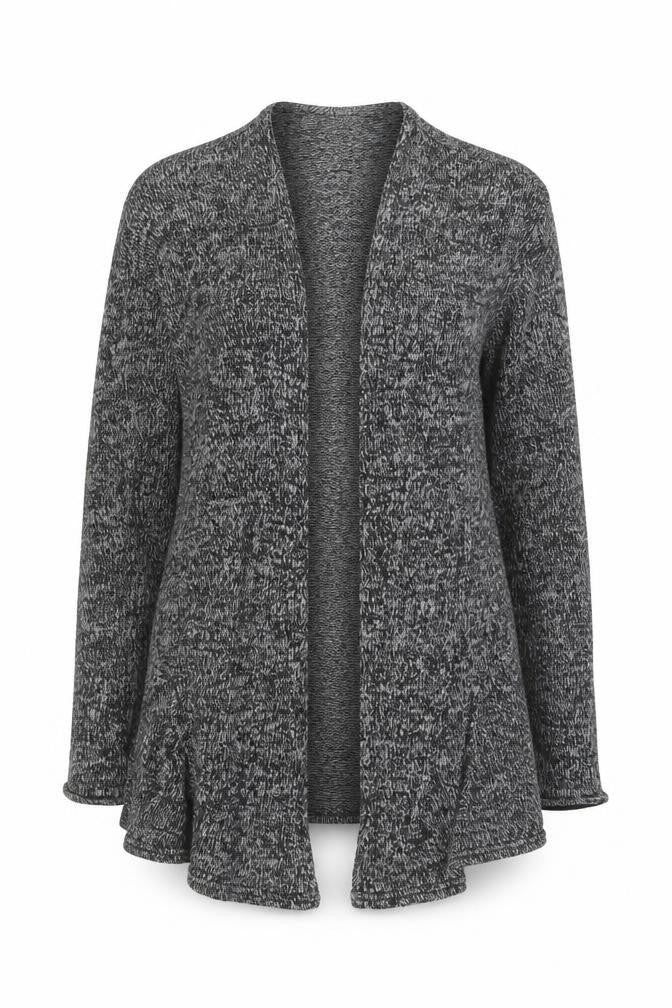 Front view of H&M Divided Women's Grey Knit Long Sleeve Open Cardigan, size S