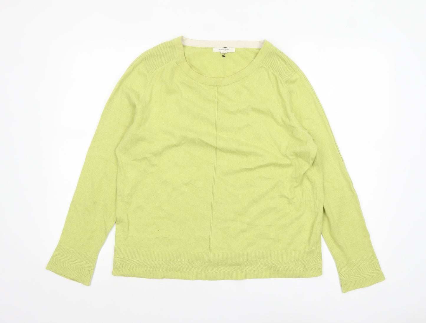 White Stuff Women's Green Cotton Crew Neck Jumper UK 12 Regular Fit