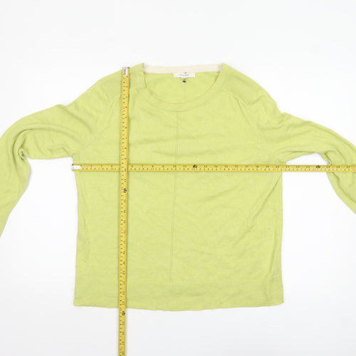 White Stuff Women's Green Cotton Crew Neck Jumper UK 12 Regular Fit