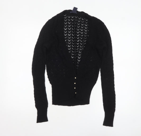 GAP Womens Black Merino Wool Open Knit Cardigan Size S