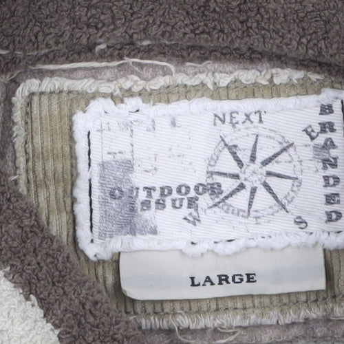Next Men's Beige Full Zip High Neck Chunky Knit Jumper L
