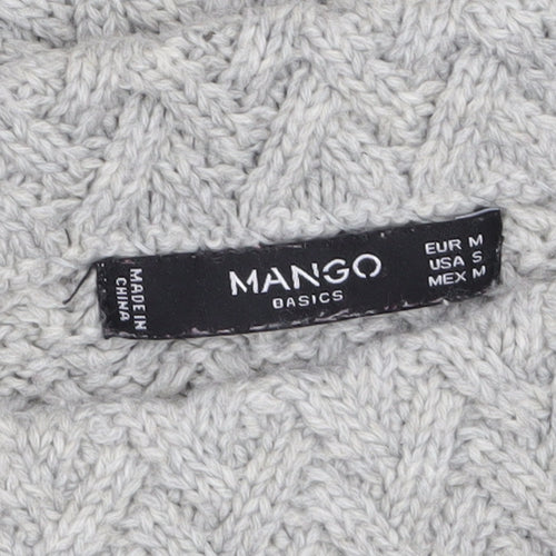 Mango Women Grey Mock Neck Cable-Knit Acrylic Jumper Size 10