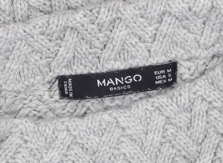 Mango Women Grey Mock Neck Cable-Knit Acrylic Jumper Size 10