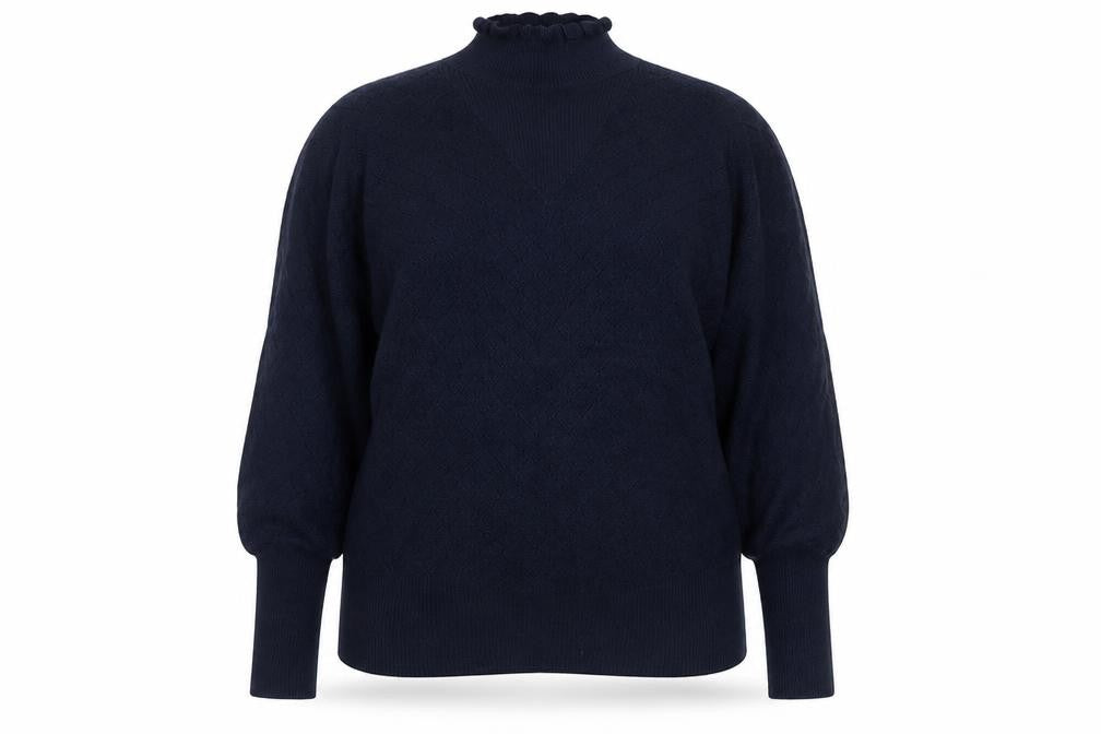 Next Women Blue High Neck Balloon Sleeve Knit Jumper Size 16