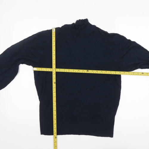 Next Women Blue High Neck Balloon Sleeve Knit Jumper Size 16