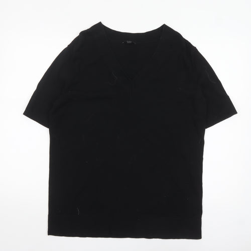 COS Women's Black Cotton V-Neck Short Sleeve Top Size 8