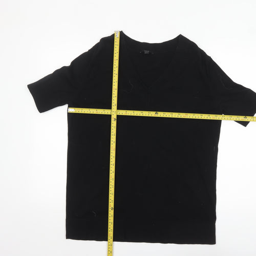 COS Women's Black Cotton V-Neck Short Sleeve Top Size 8