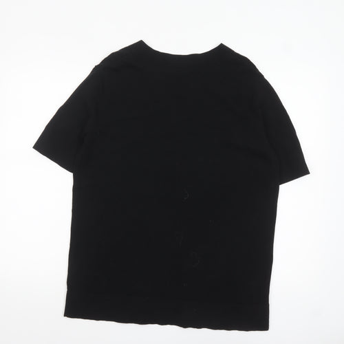 COS Women's Black Cotton V-Neck Short Sleeve Top Size 8