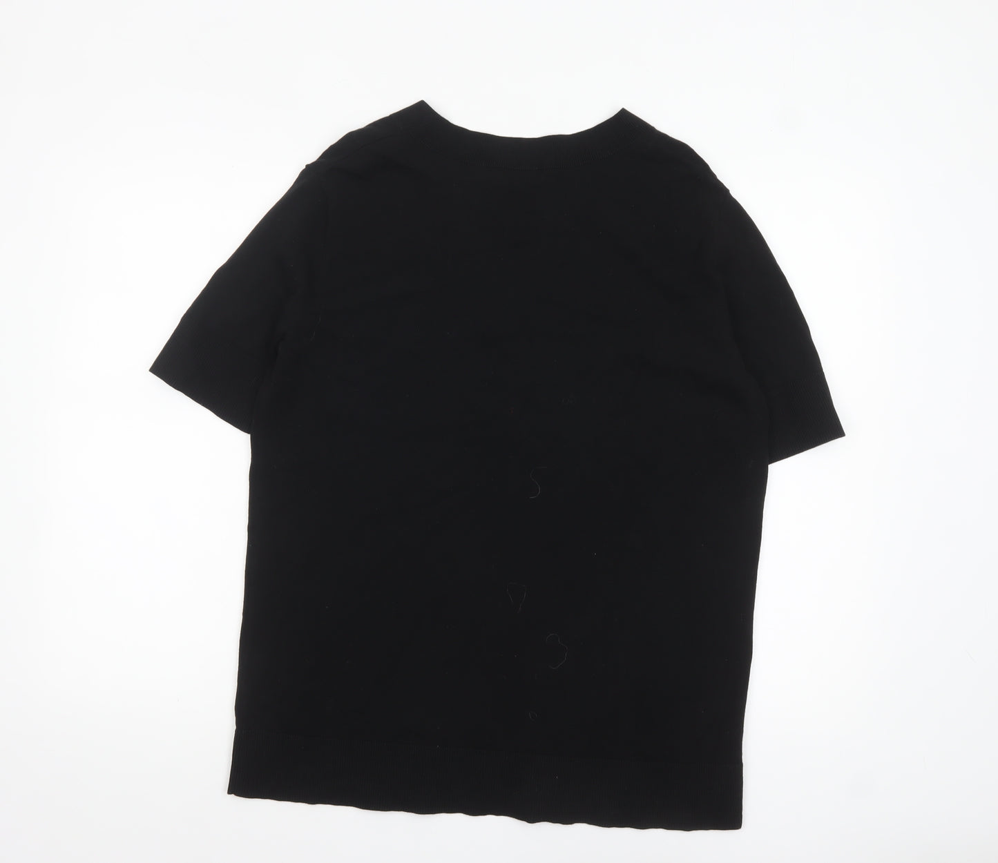 COS Women's Black Cotton V-Neck Short Sleeve Top Size 8