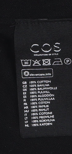 COS Women's Black Cotton V-Neck Short Sleeve Top Size 8