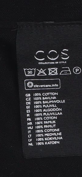 COS Women's Black Cotton V-Neck Short Sleeve Top Size 8