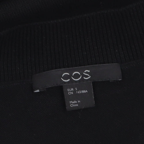 COS Women's Black Cotton V-Neck Short Sleeve Top Size 8
