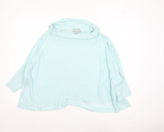 Pure Collection Women’s Blue Linen Roll Neck Relaxed Fit Jumper L