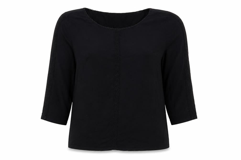 Front view of Marks & Spencer Women's Black 3/4 Sleeve Knit Blouse, size 12