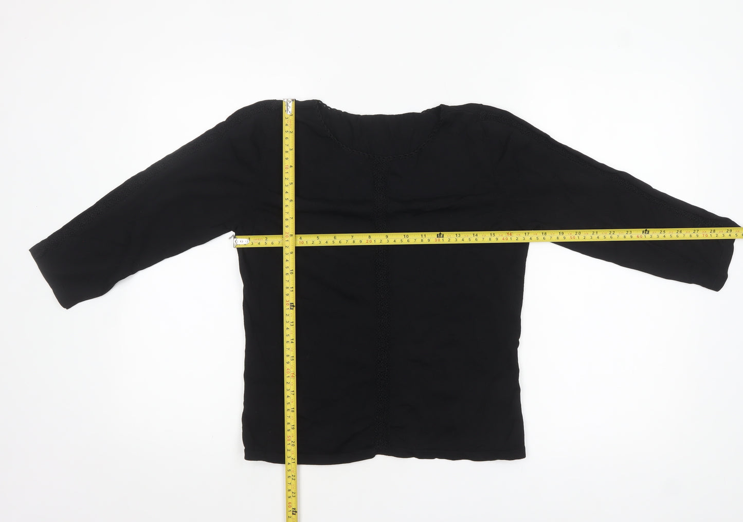 Marks and Spencer Women's Black 3/4 Sleeve Knit Blouse Size 12