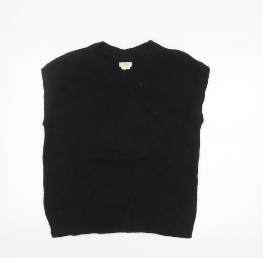 Fat Face Womens Black Cable Knit Sleeveless Vest Jumper M