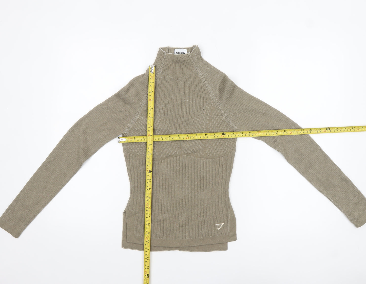 Gymshark Womens Beige High Neck Slim Fit Knit Pullover Jumper XS