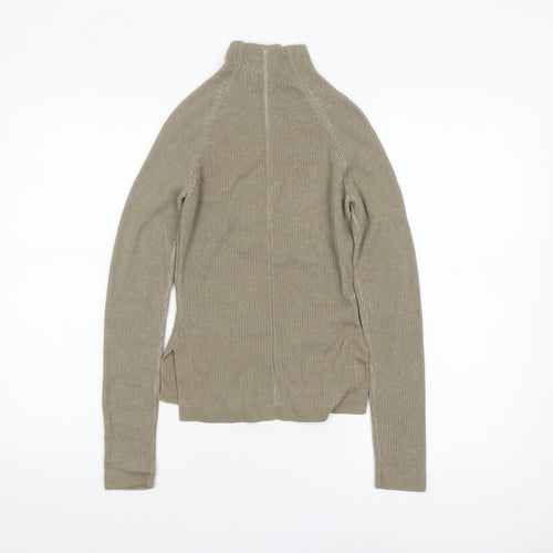 Gymshark Womens Beige High Neck Slim Fit Knit Pullover Jumper XS