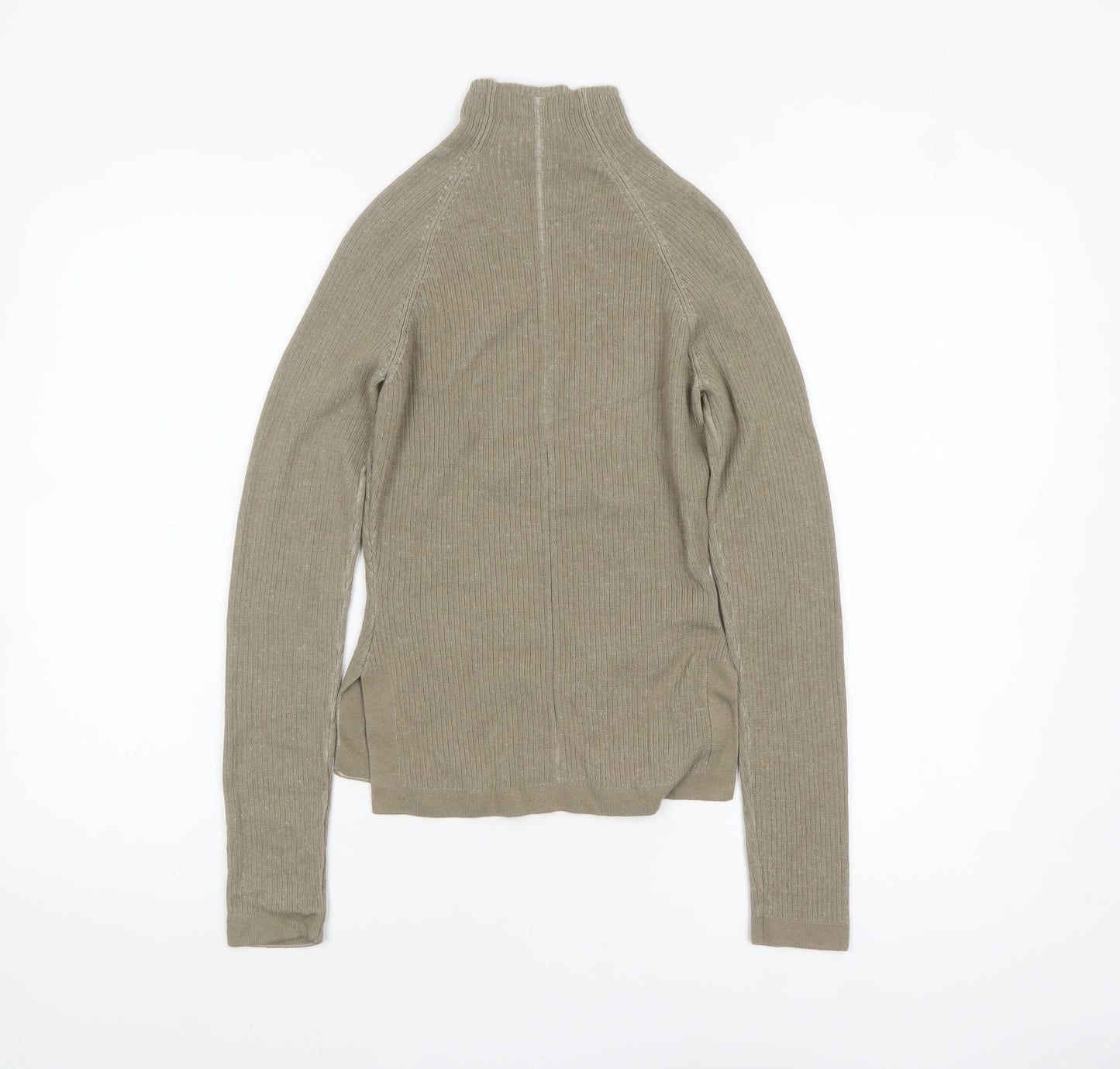 Gymshark Womens Beige High Neck Slim Fit Knit Pullover Jumper XS