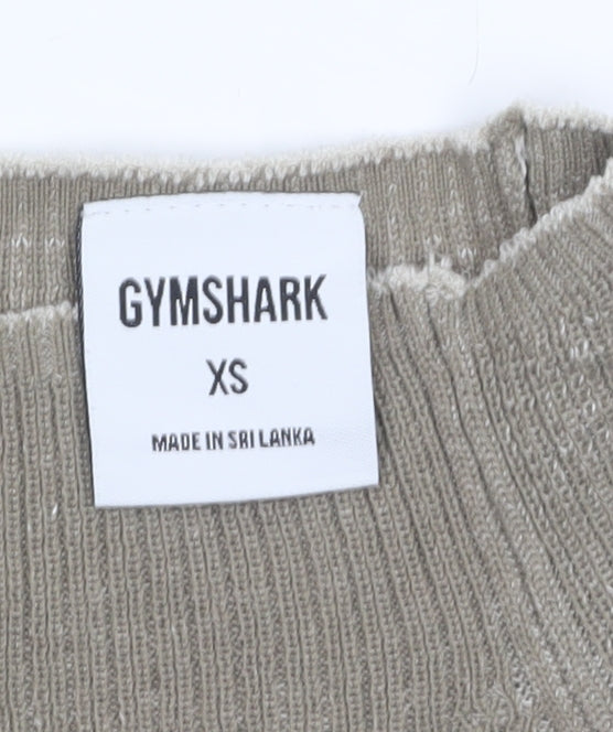 Gymshark Womens Beige High Neck Slim Fit Knit Pullover Jumper XS