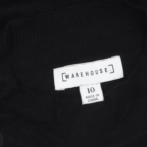 Warehouse Women's Black Embellished Jumper UK 10 Viscose Knit