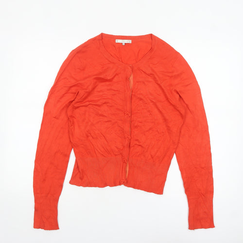 Lakeland Women's Orange Cardigan Size 14 Viscose Knit Long Sleeve