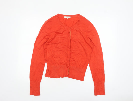 Lakeland Women's Orange Cardigan Size 14 Viscose Knit Long Sleeve