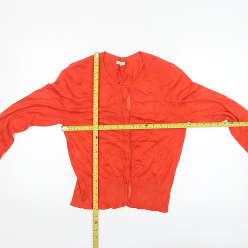 Lakeland Women's Orange Cardigan Size 14 Viscose Knit Long Sleeve