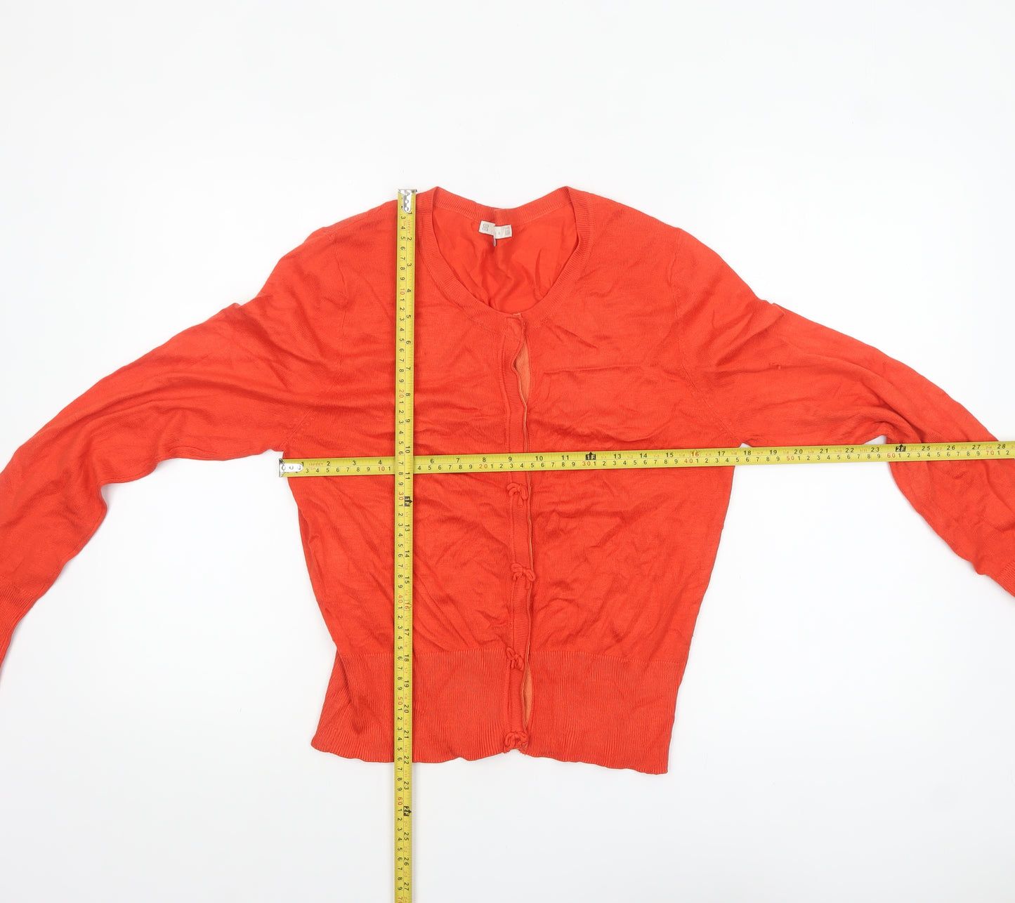 Lakeland Women's Orange Cardigan Size 14 Viscose Knit Long Sleeve