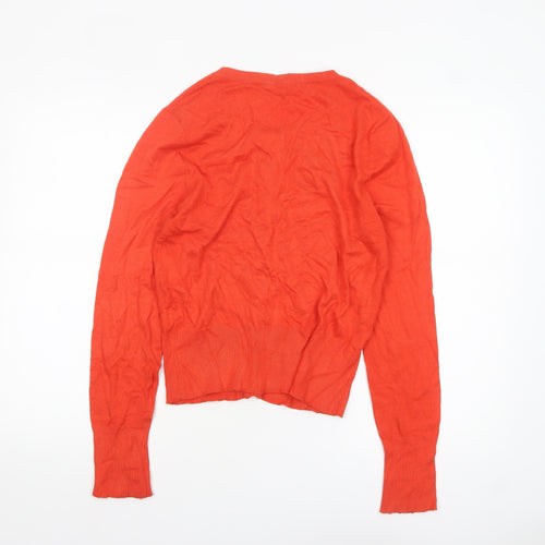Lakeland Women's Orange Cardigan Size 14 Viscose Knit Long Sleeve
