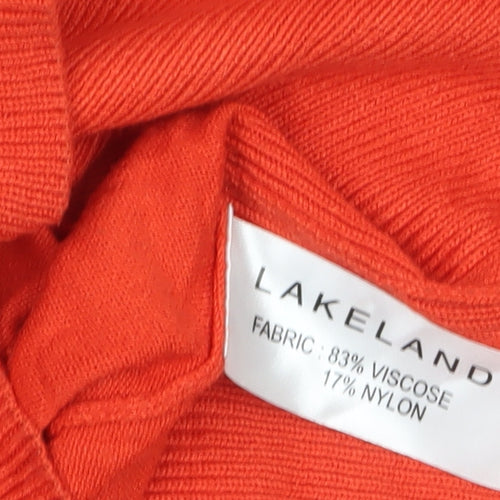 Lakeland Women's Orange Cardigan Size 14 Viscose Knit Long Sleeve