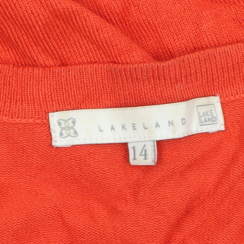 Lakeland Women's Orange Cardigan Size 14 Viscose Knit Long Sleeve