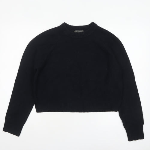 French Connection Women Black M Crew Neck Knit Long Sleeve Jumper