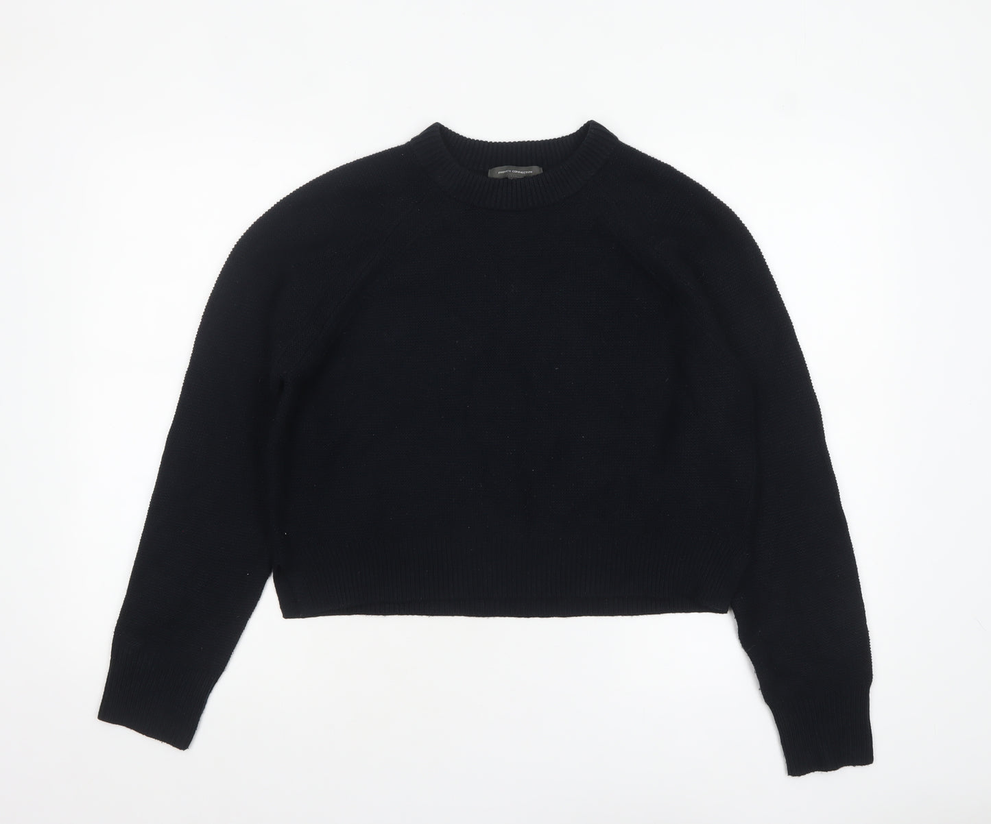 French Connection Women Black M Crew Neck Knit Long Sleeve Jumper