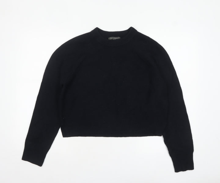 French Connection Women Black M Crew Neck Knit Long Sleeve Jumper