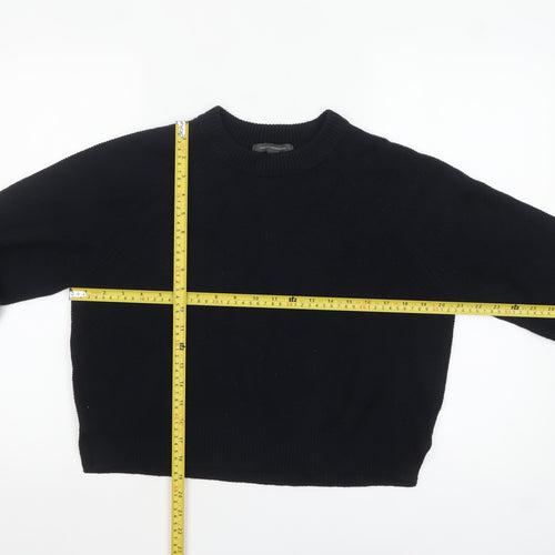 French Connection Women Black M Crew Neck Knit Long Sleeve Jumper
