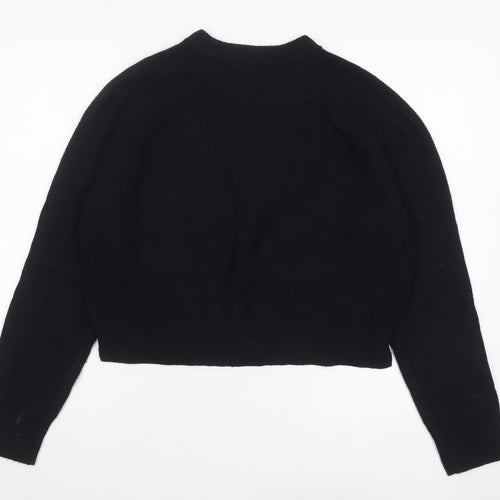 French Connection Women Black M Crew Neck Knit Long Sleeve Jumper