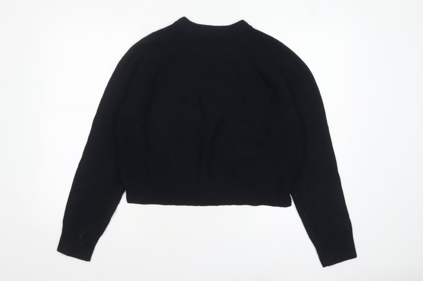 French Connection Women Black M Crew Neck Knit Long Sleeve Jumper