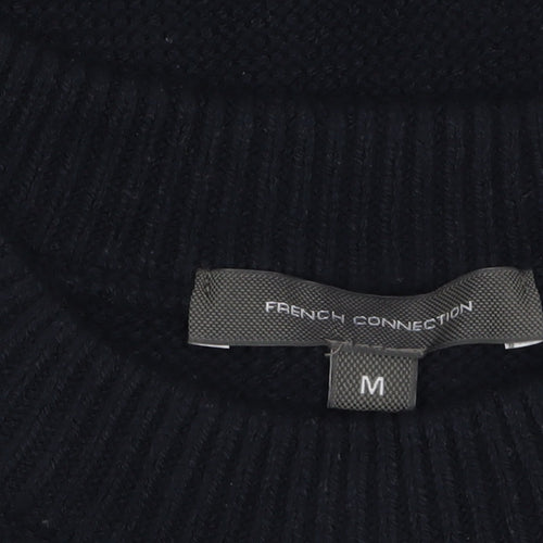 French Connection Women Black M Crew Neck Knit Long Sleeve Jumper