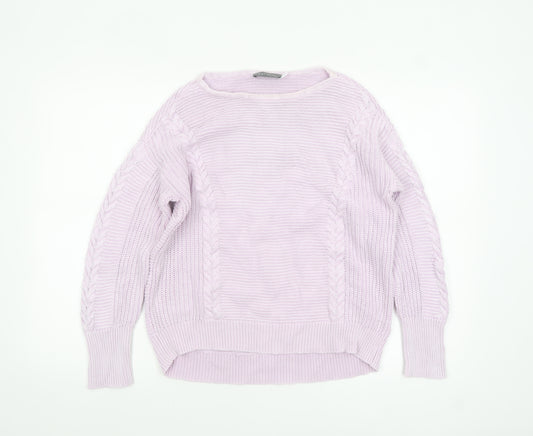 Mint Velvet Women's Pink Cotton Cable Knit Jumper Size M