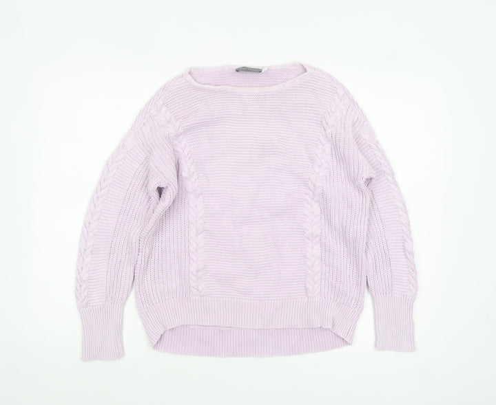 Mint Velvet Women's Pink Cotton Cable Knit Jumper Size M