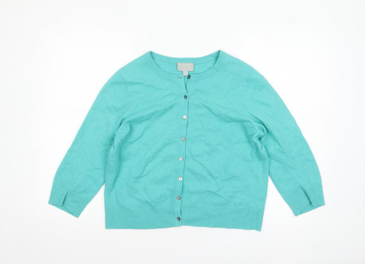 Pure Collection Women’s Green 100% Cashmere Cardigan UK 16
