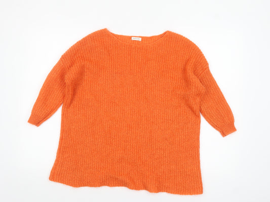 River Island Women’s Orange Chunky Knit Pullover Jumper Size 8