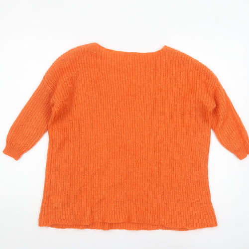 River Island Women’s Orange Chunky Knit Pullover Jumper Size 8