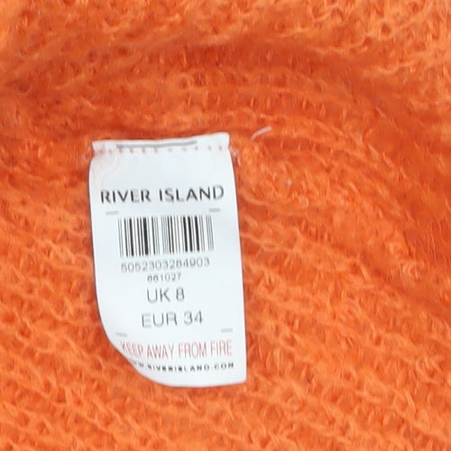 River Island Women’s Orange Chunky Knit Pullover Jumper Size 8