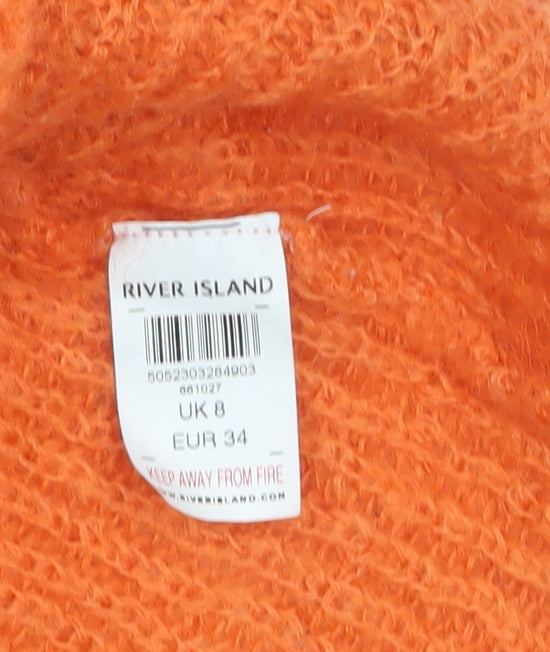 River Island Women’s Orange Chunky Knit Pullover Jumper Size 8