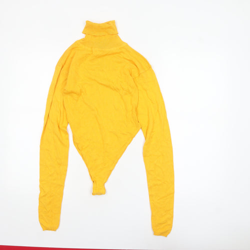 Boohoo Womens Yellow Roll Neck Long Sleeve Pullover Jumper M