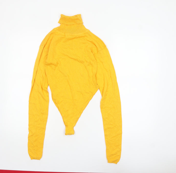 Boohoo Womens Yellow Roll Neck Long Sleeve Pullover Jumper M